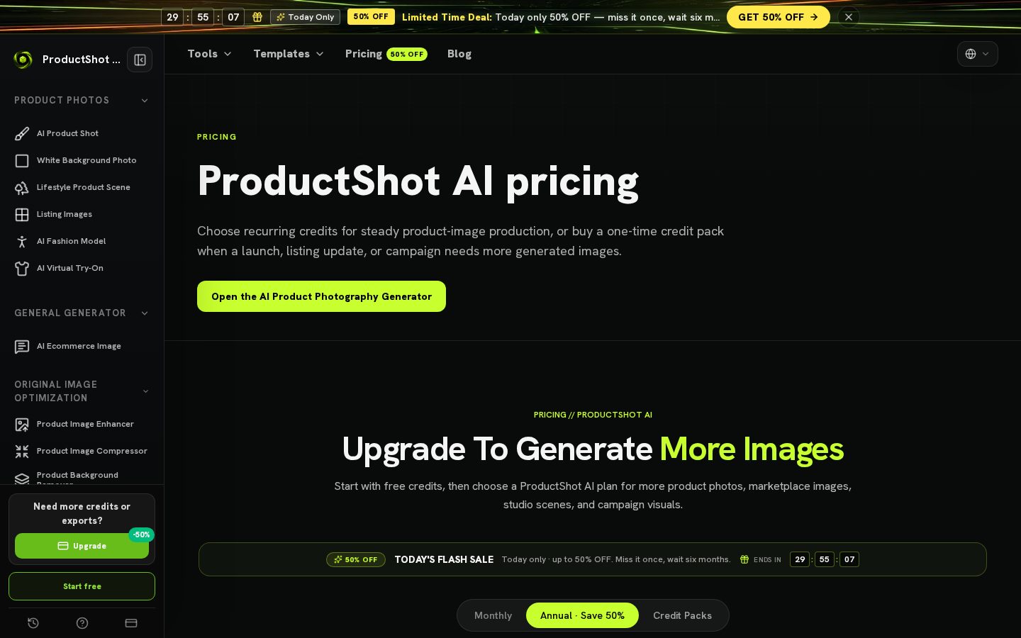 Product Shot AI Pricing
