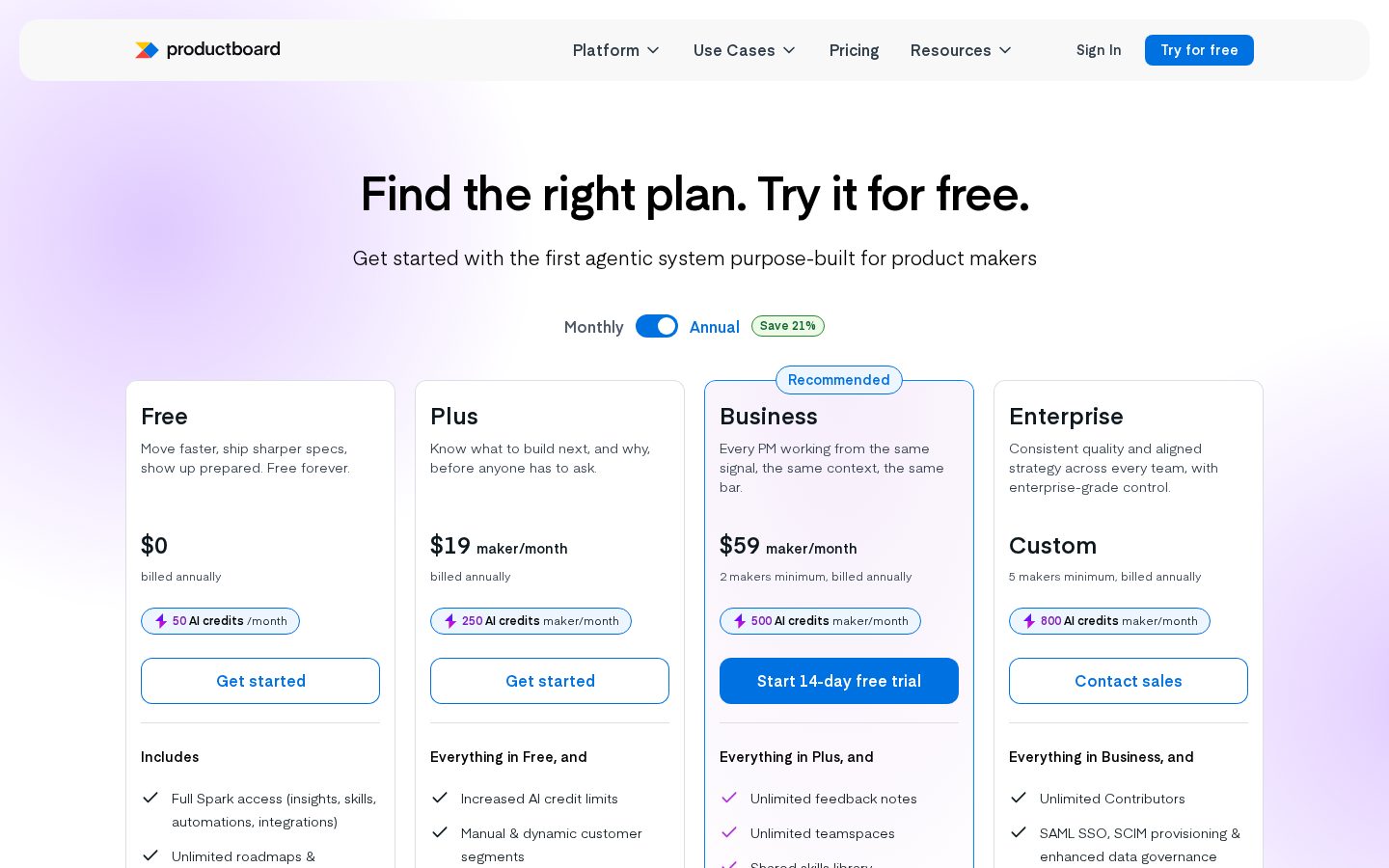 Productboard Pricing