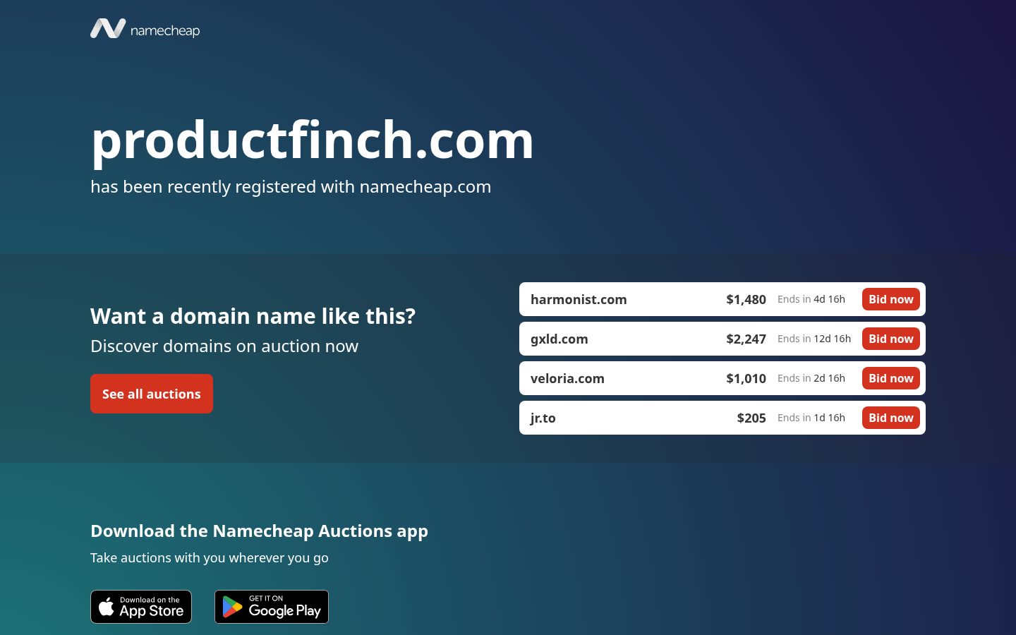 ProductFinch Homepage