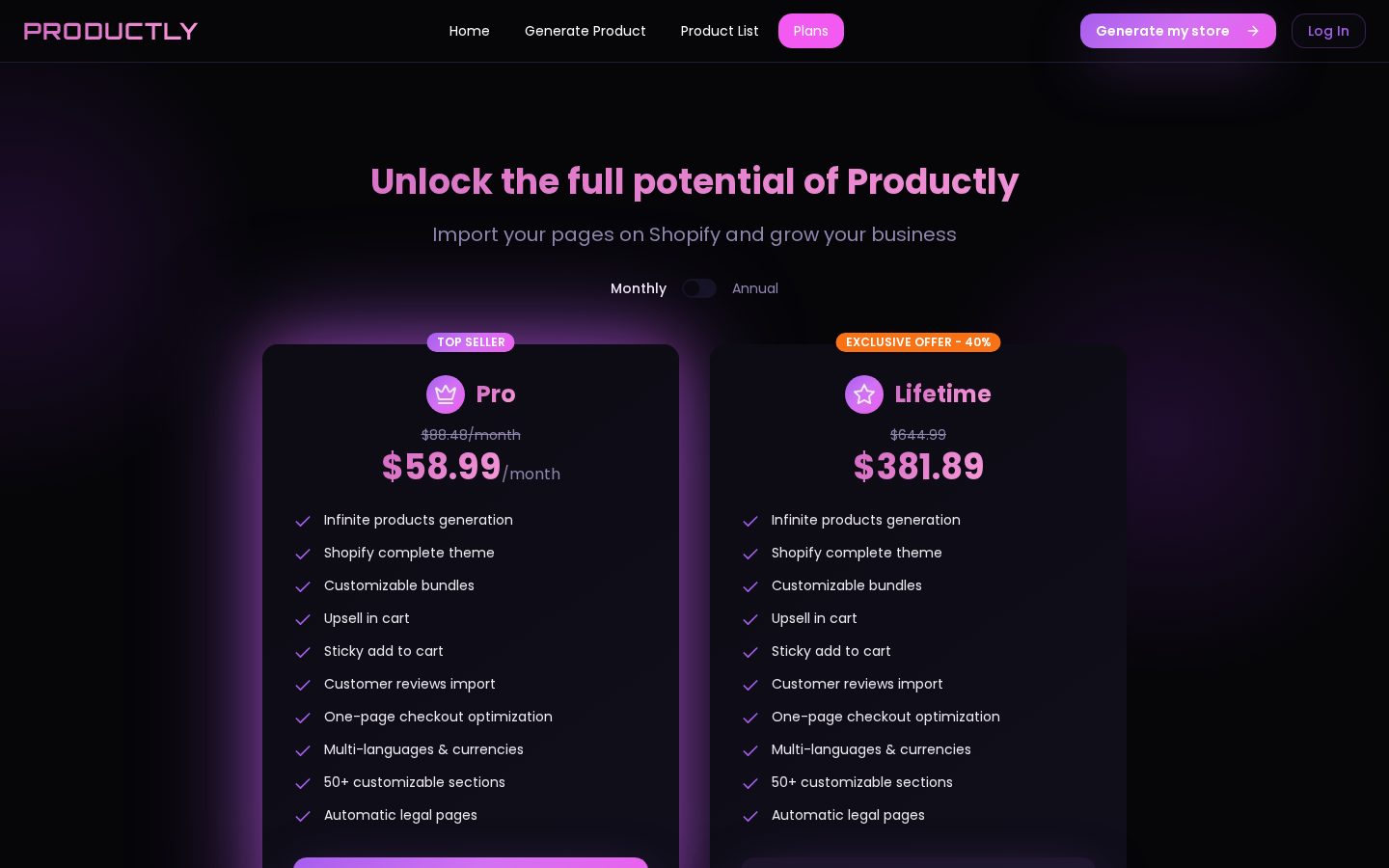 Productly Pricing
