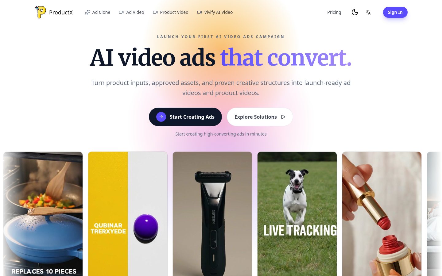 ProductX Homepage