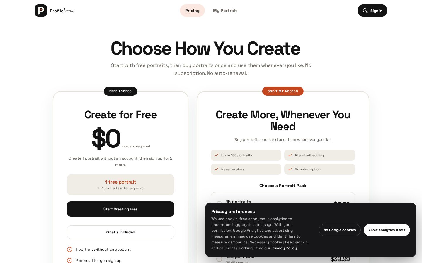ProfileLoom Pricing