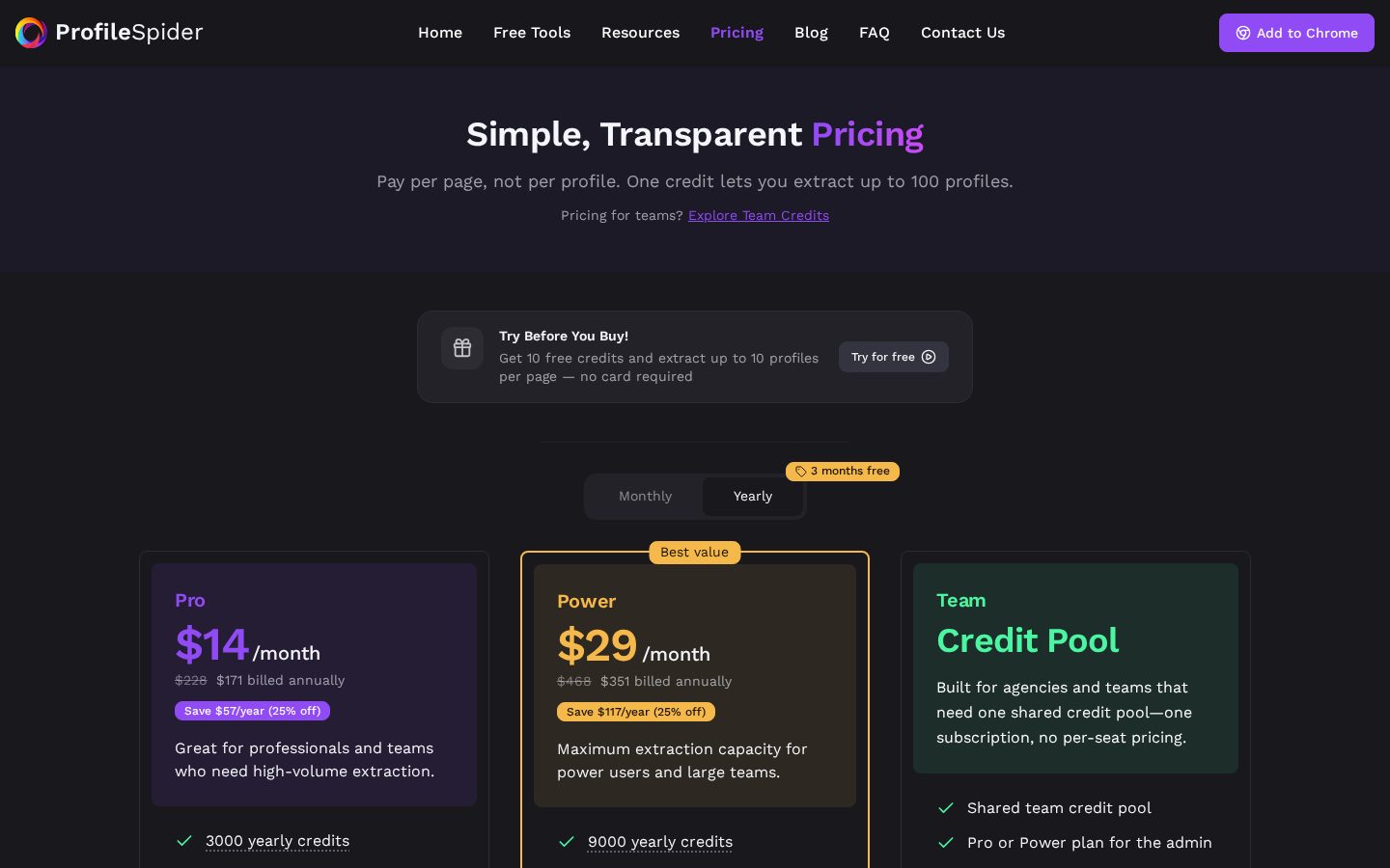 ProfileSpider Pricing