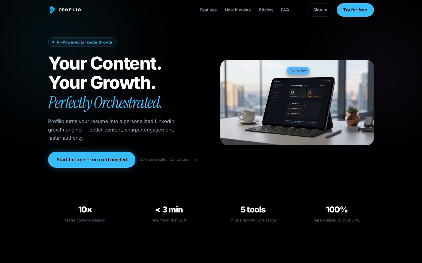 Profilio Homepage