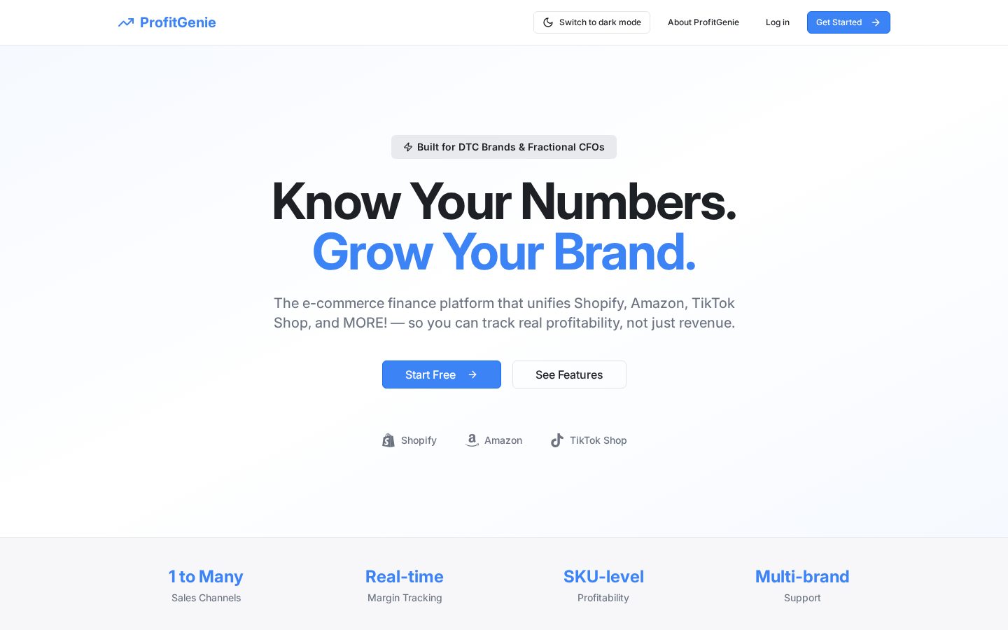 Profit Genie AI Homepage