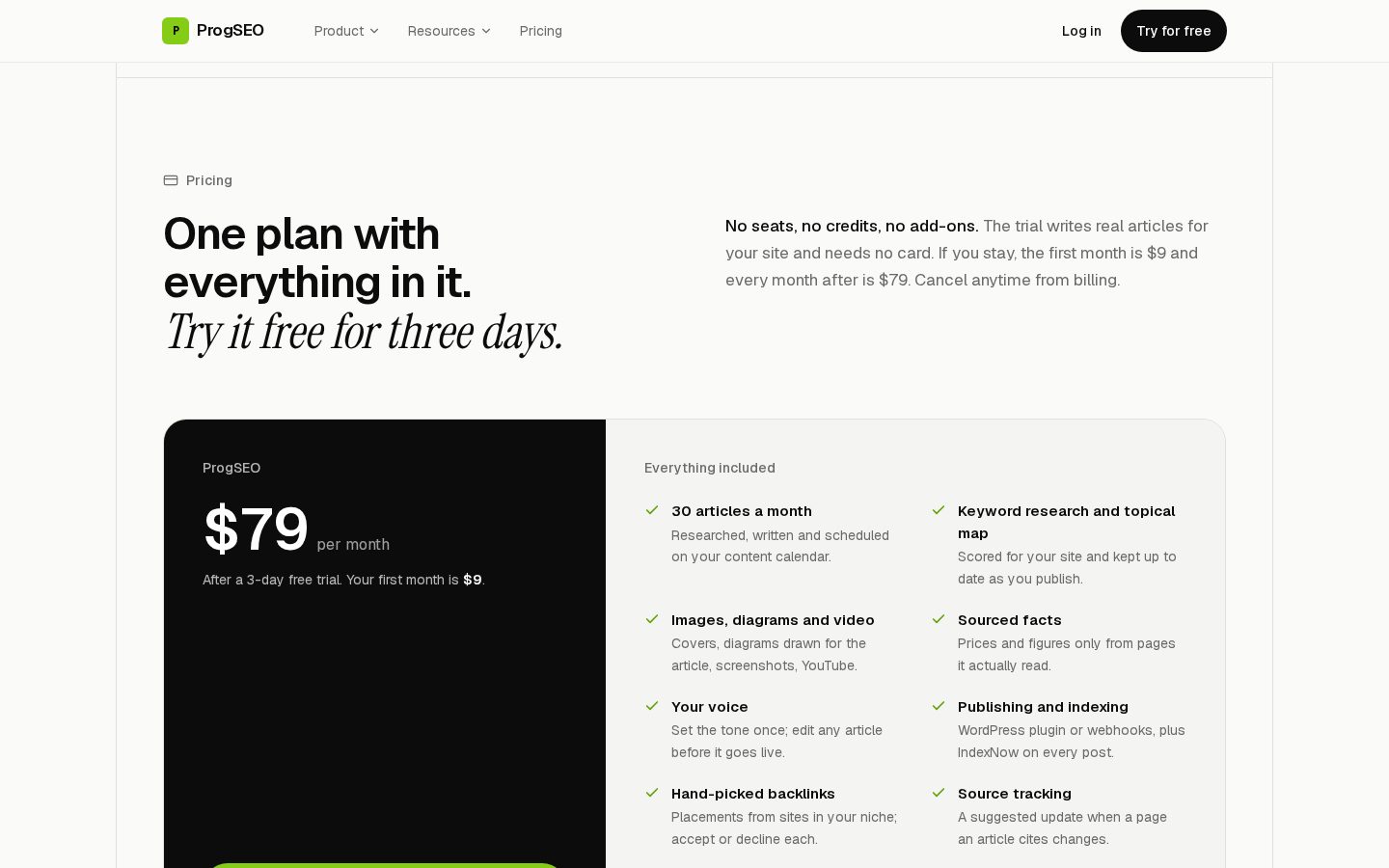 ProgSEO.dev Pricing