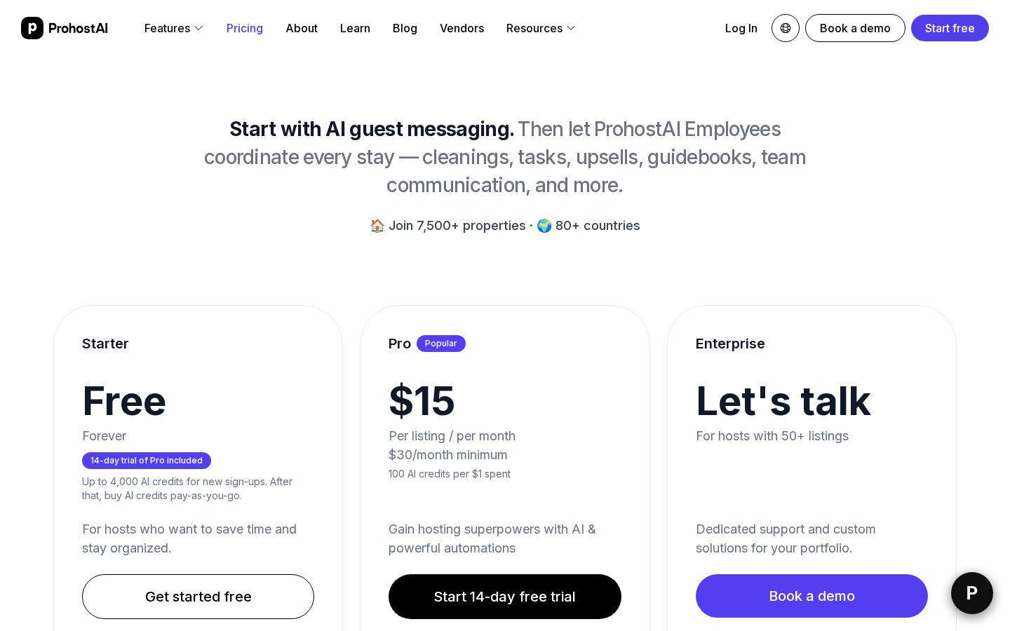 ProhostAI Pricing
