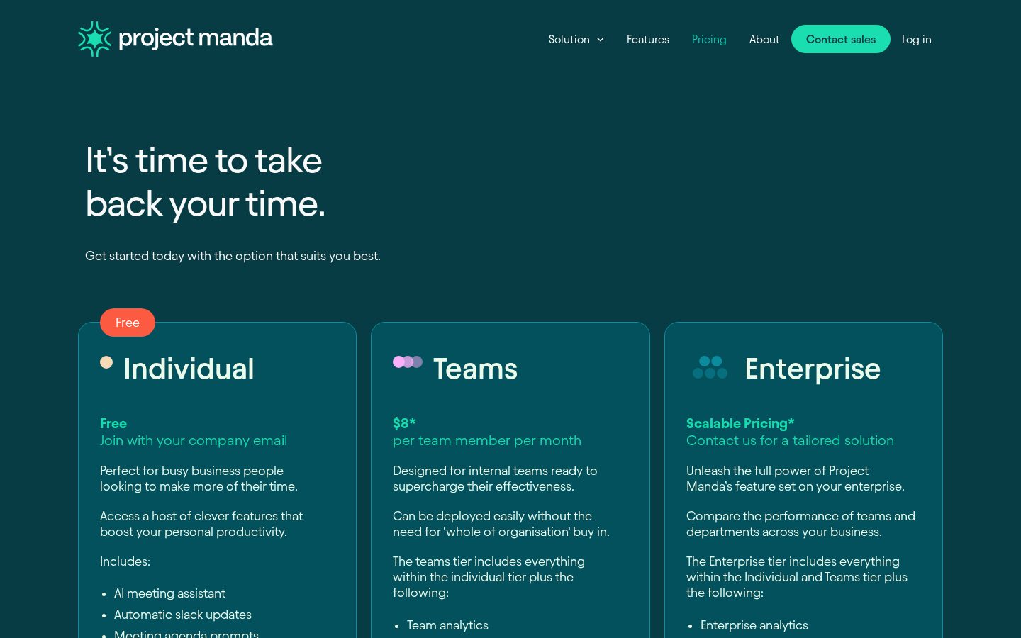 Project Manda Pricing