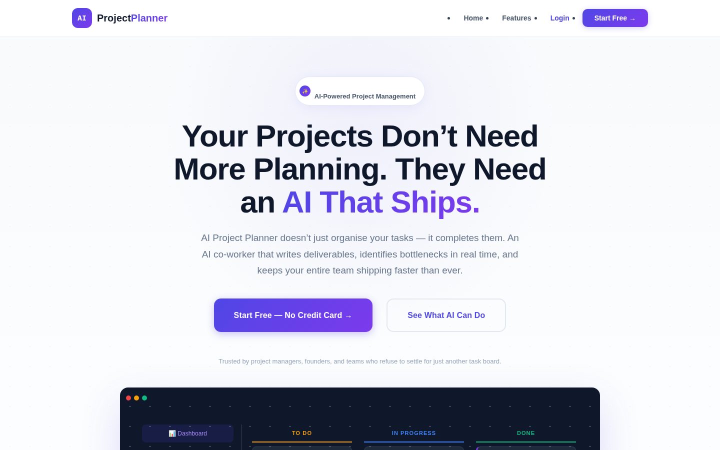 Project Planner Homepage