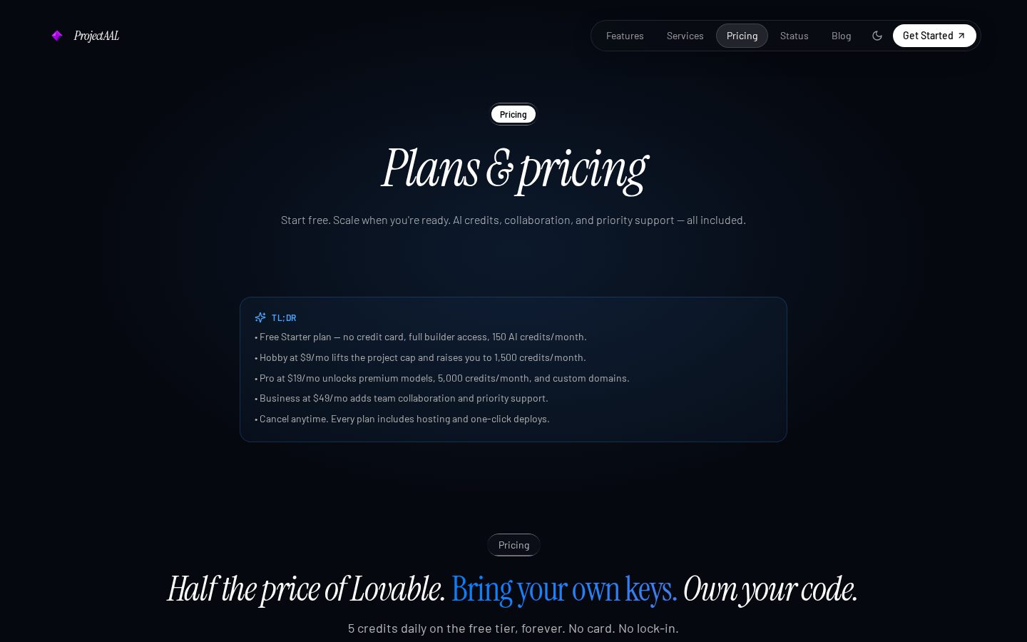 ProjectAAL Pricing