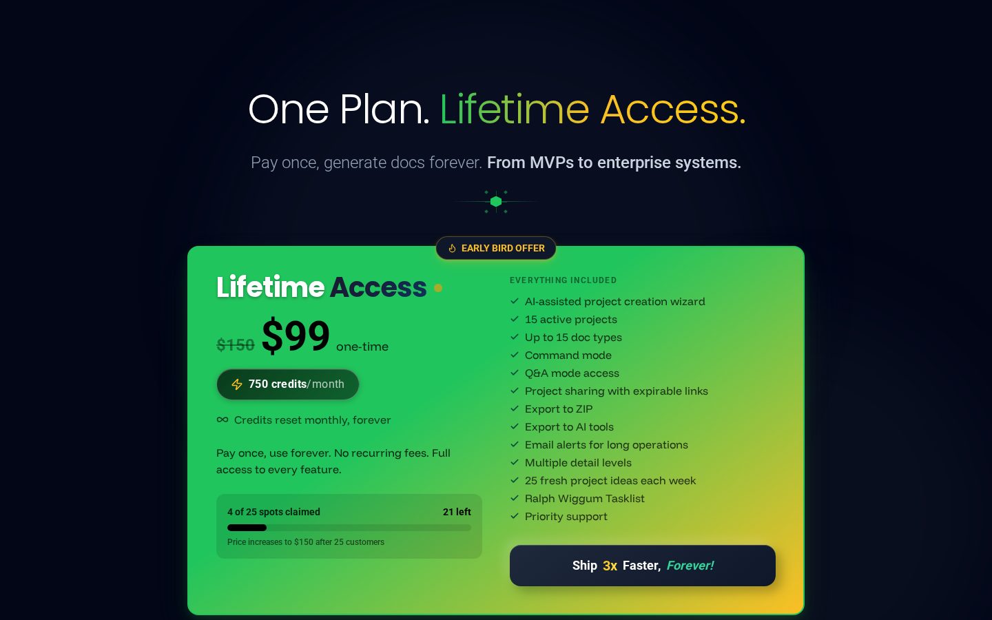 ProjectDocsEngine Pricing