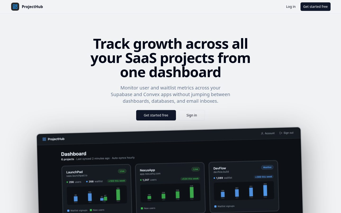 ProjectHub Homepage
