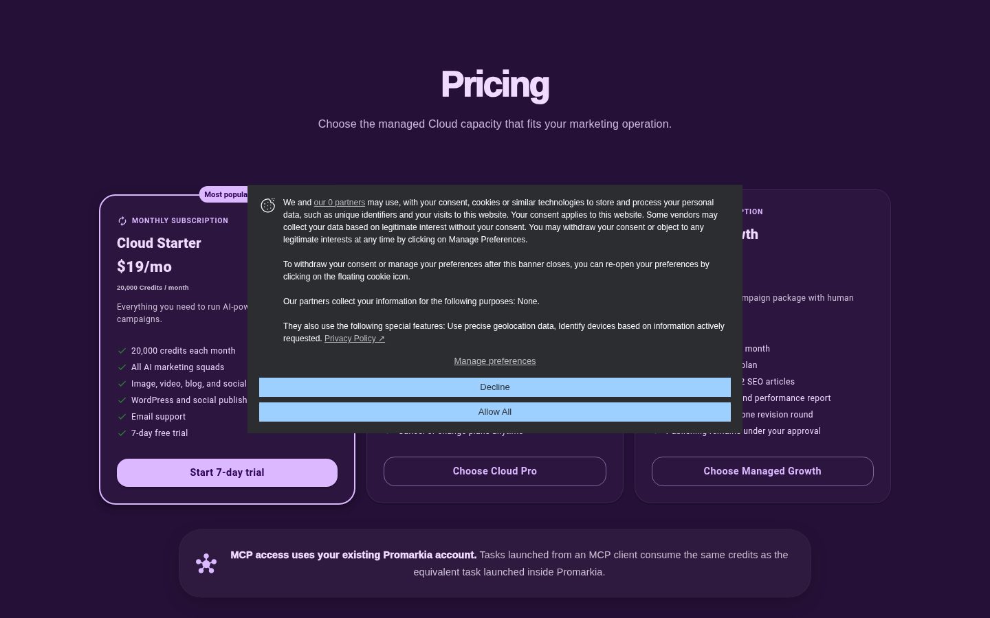 Promarkia Pricing