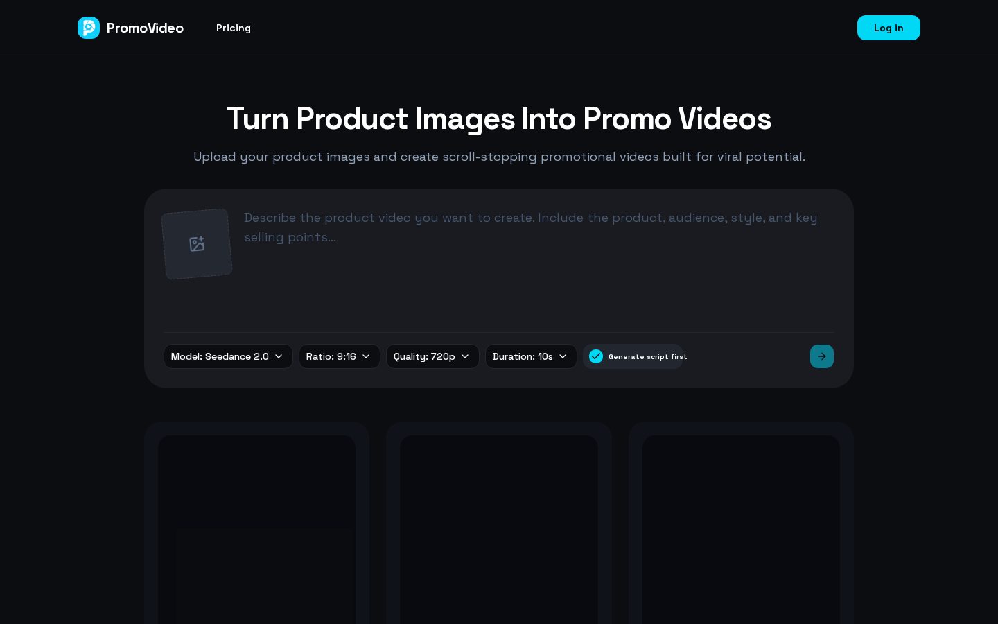Promo Video AI Homepage