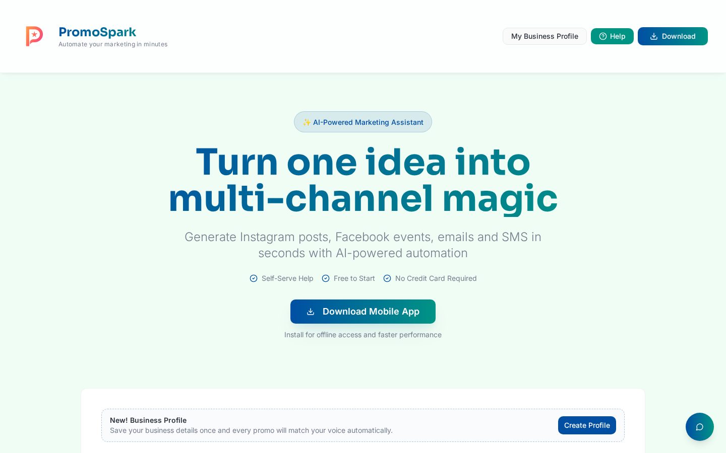 PromoSpark Homepage