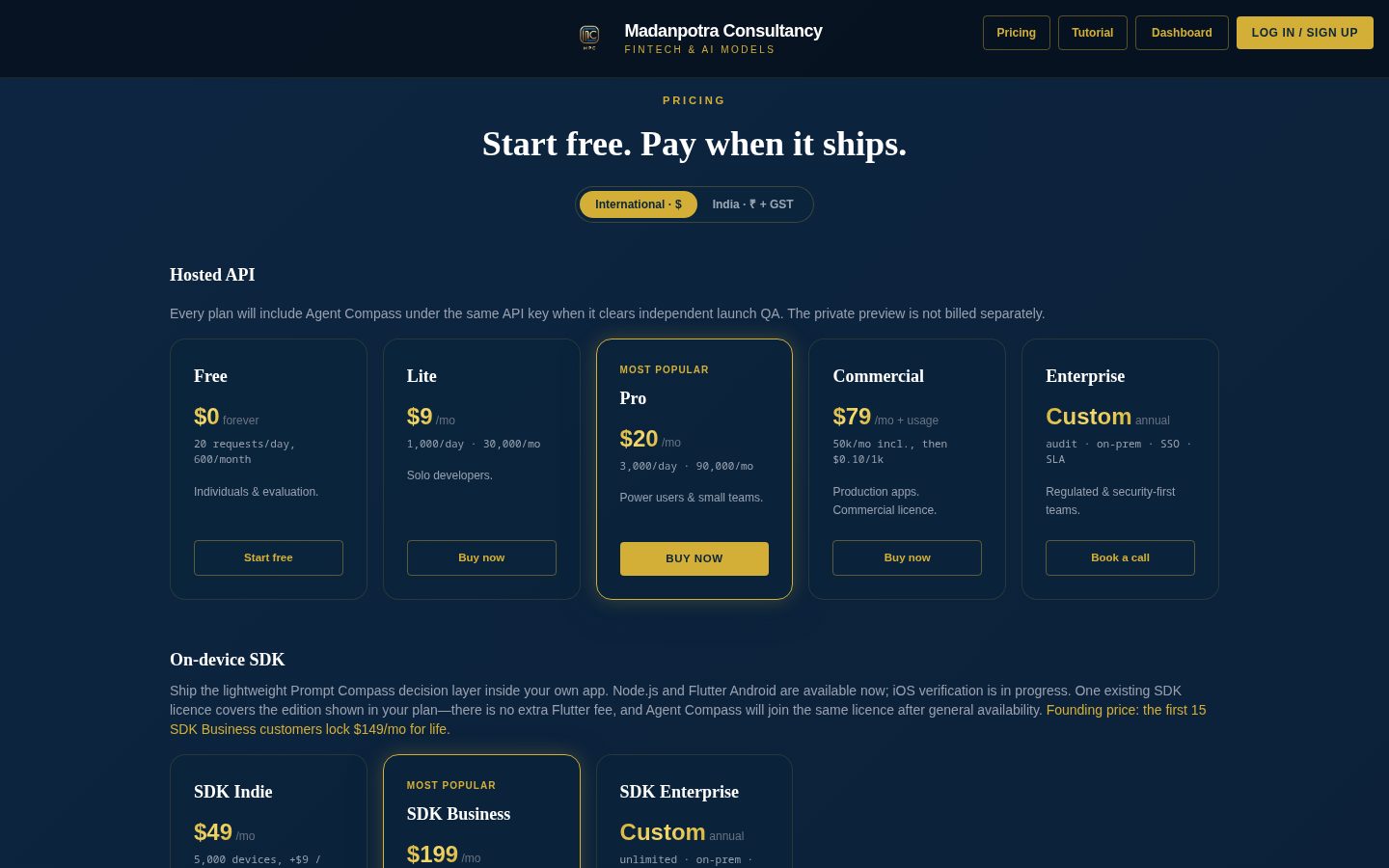 Prompt Compass Pricing