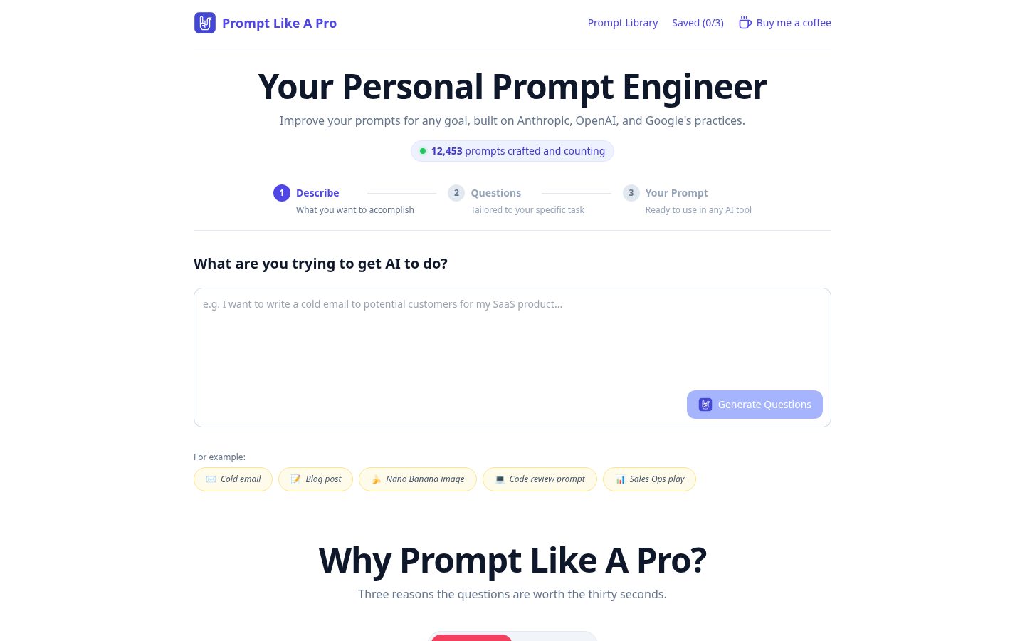 Prompt Like A Pro Homepage