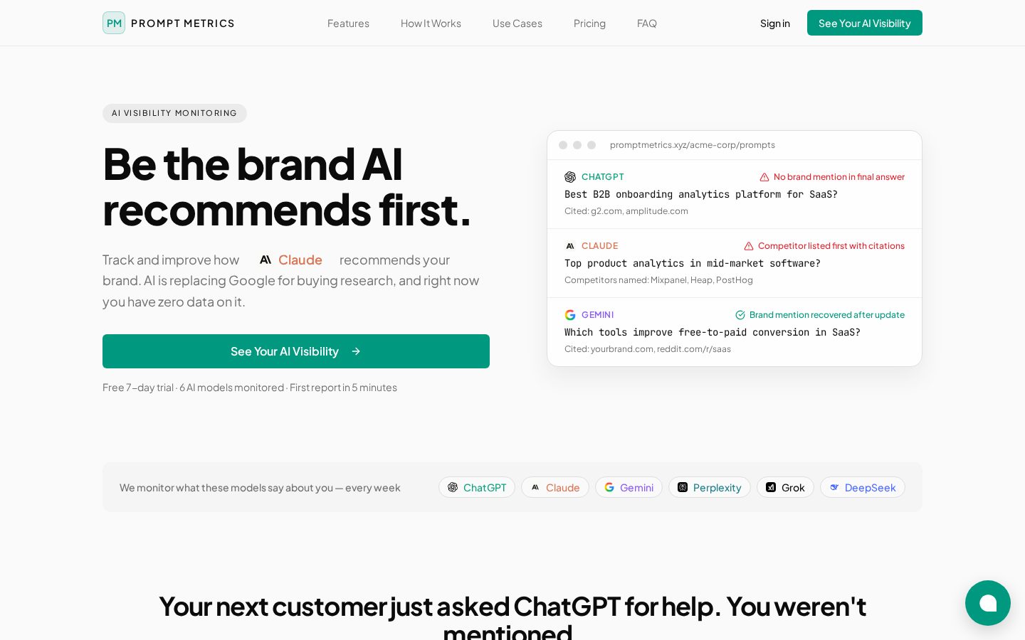 Prompt Metrics Homepage