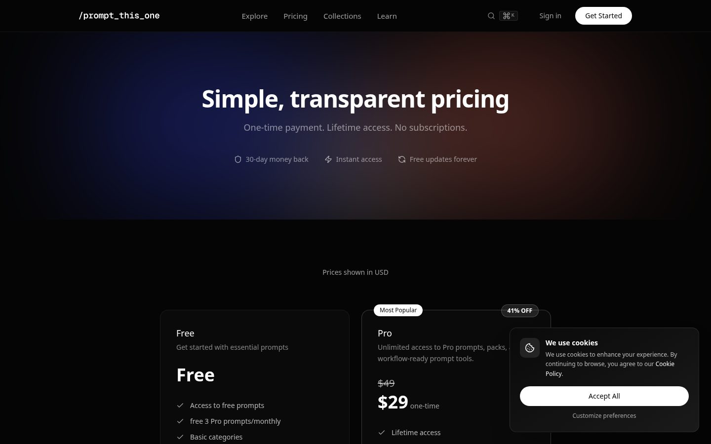Prompt This One Pricing
