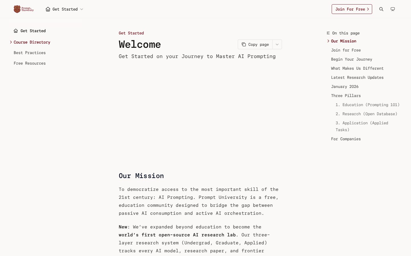 Prompt University Homepage