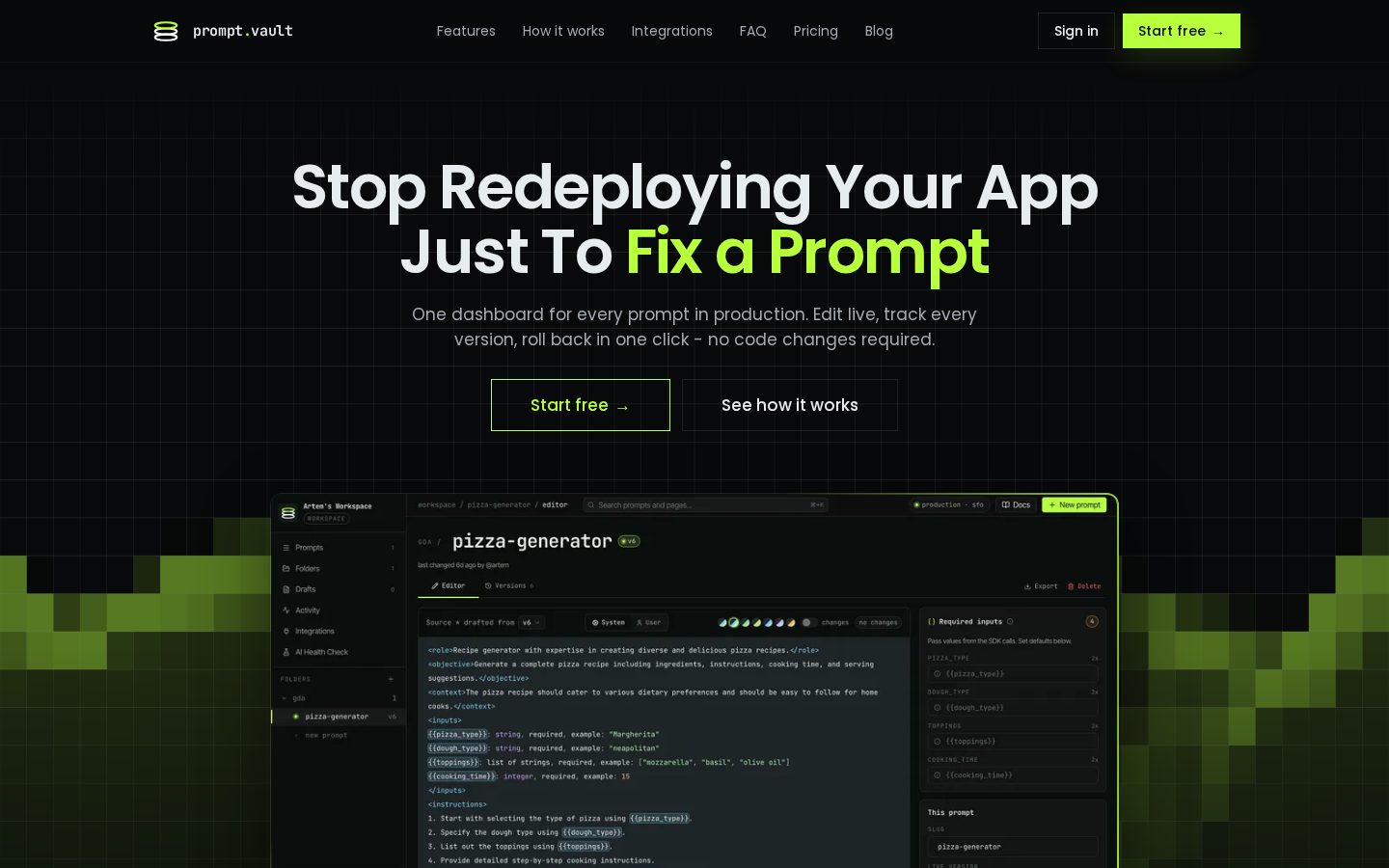 Prompt Vault Homepage