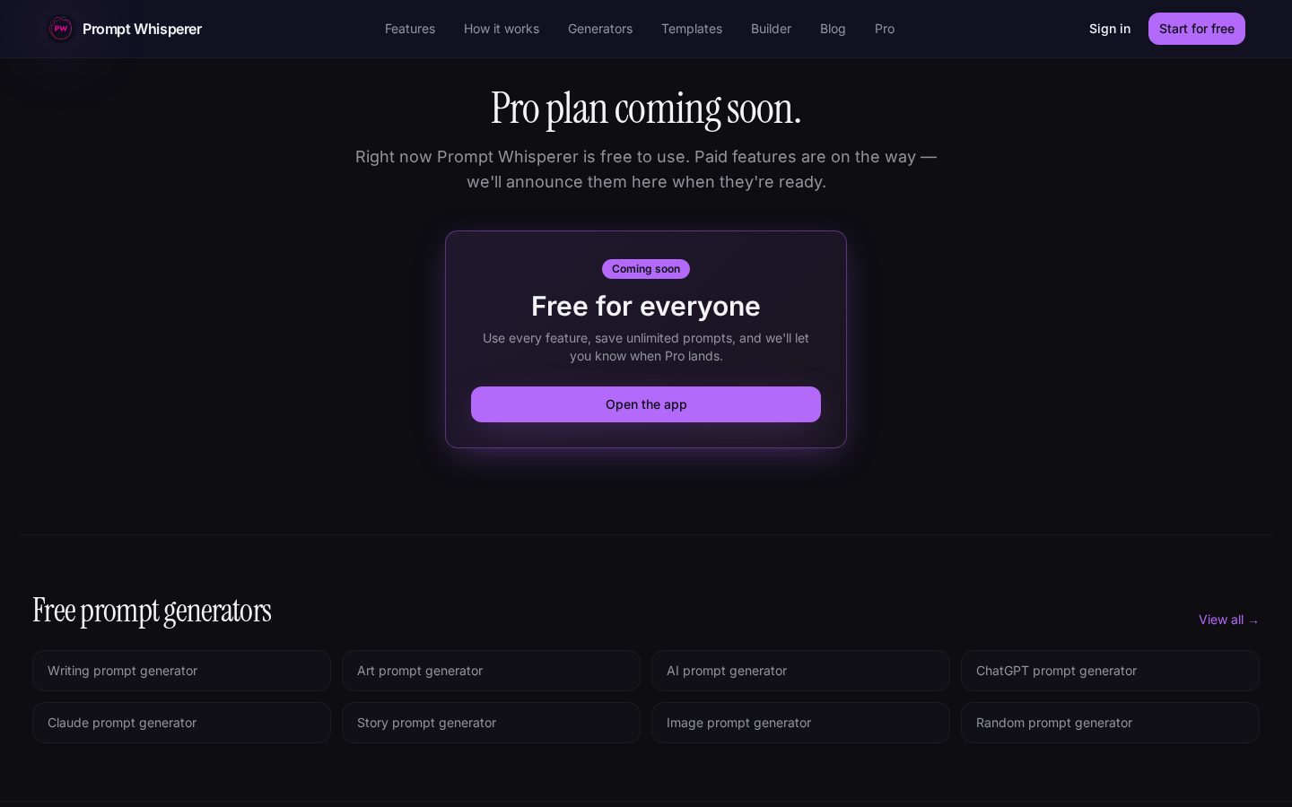 Prompt Whisperer Pricing