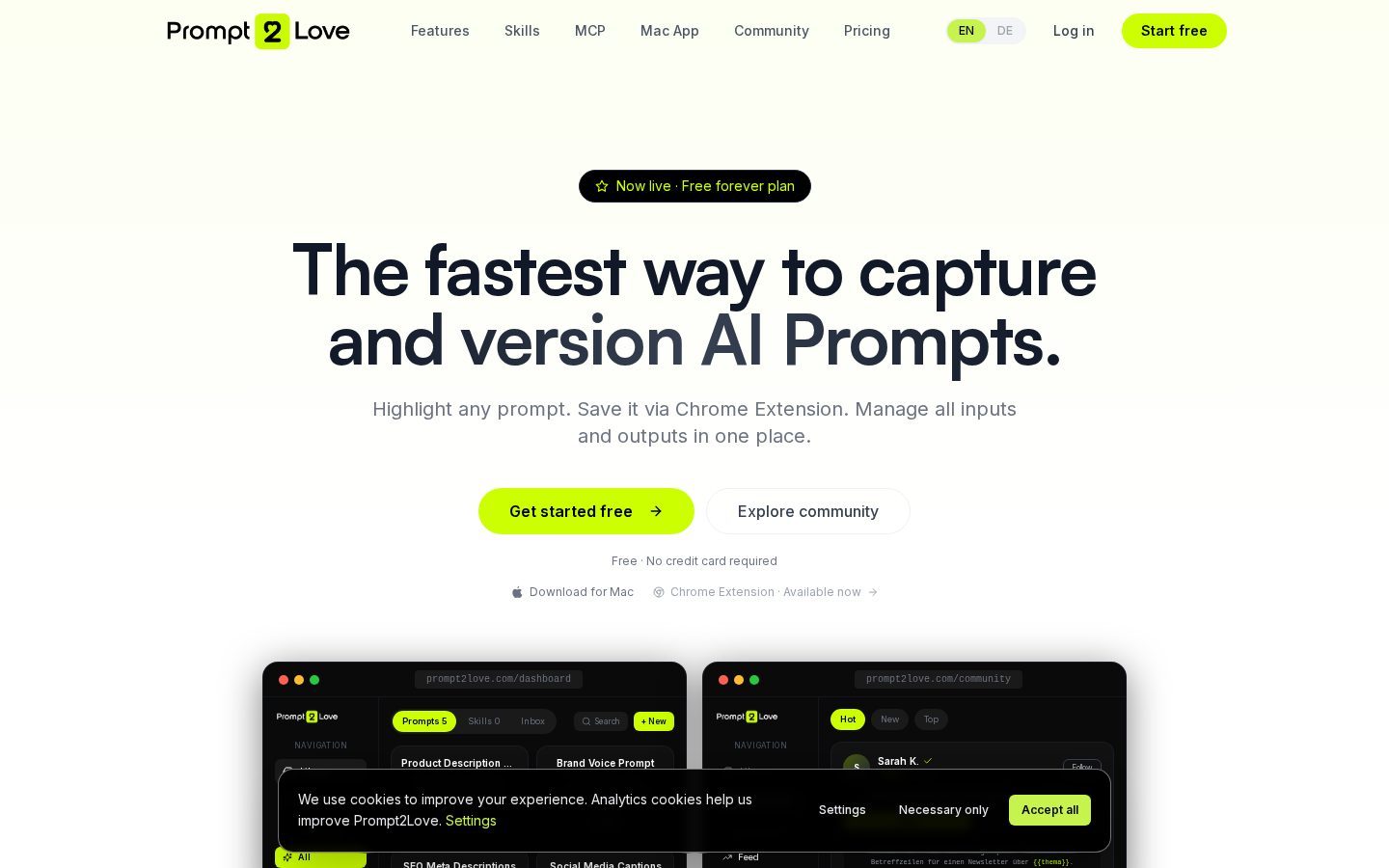 Prompt2Love Homepage