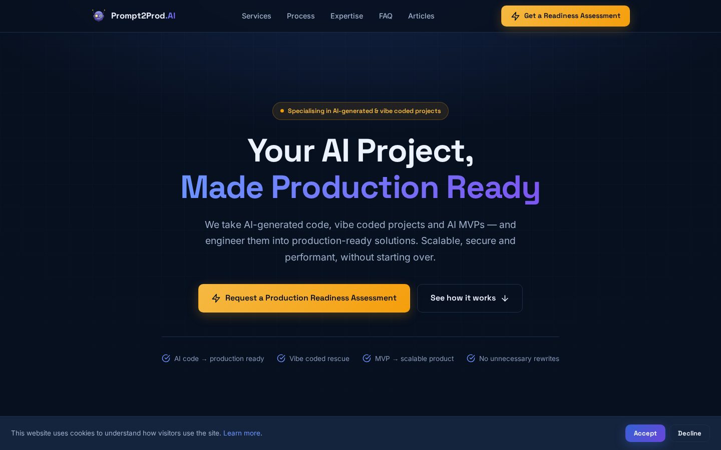 Prompt2Prod.AI Homepage