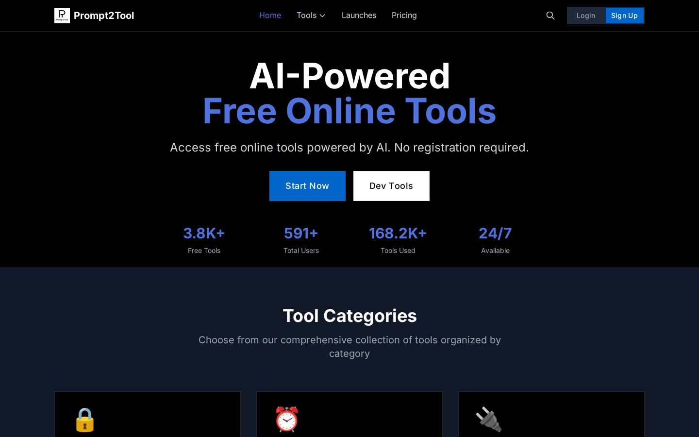 Prompt2Tool Homepage