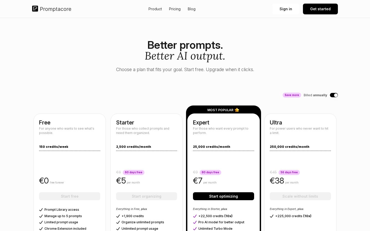 Promptacore Pricing