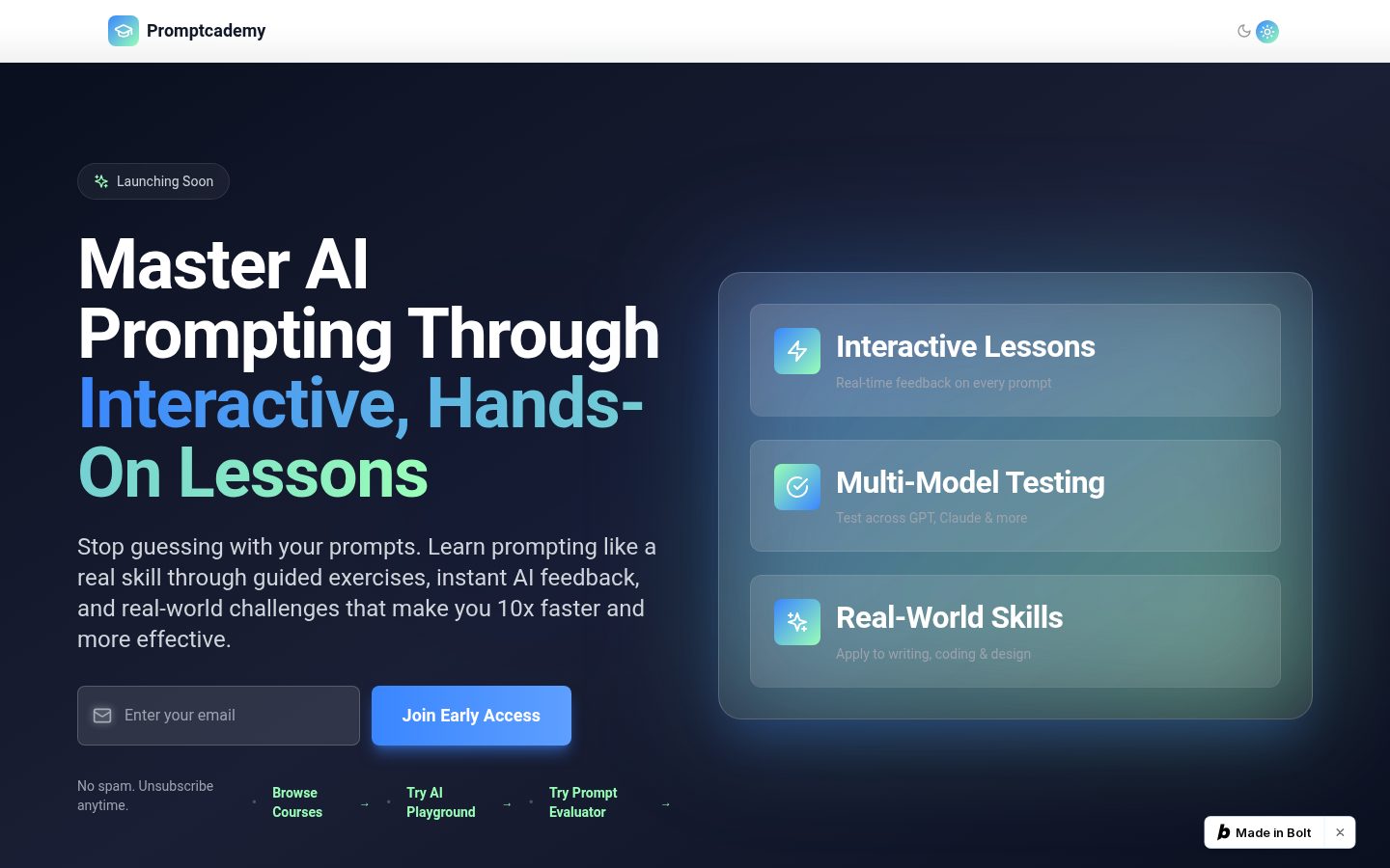 Promptcademy Homepage