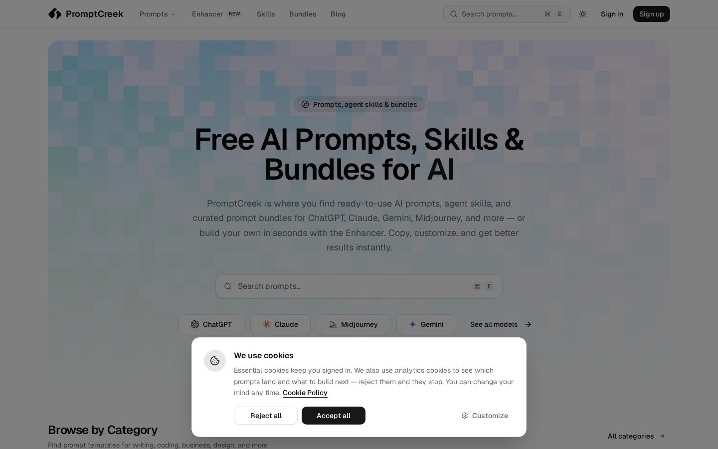 PromptCreek Homepage