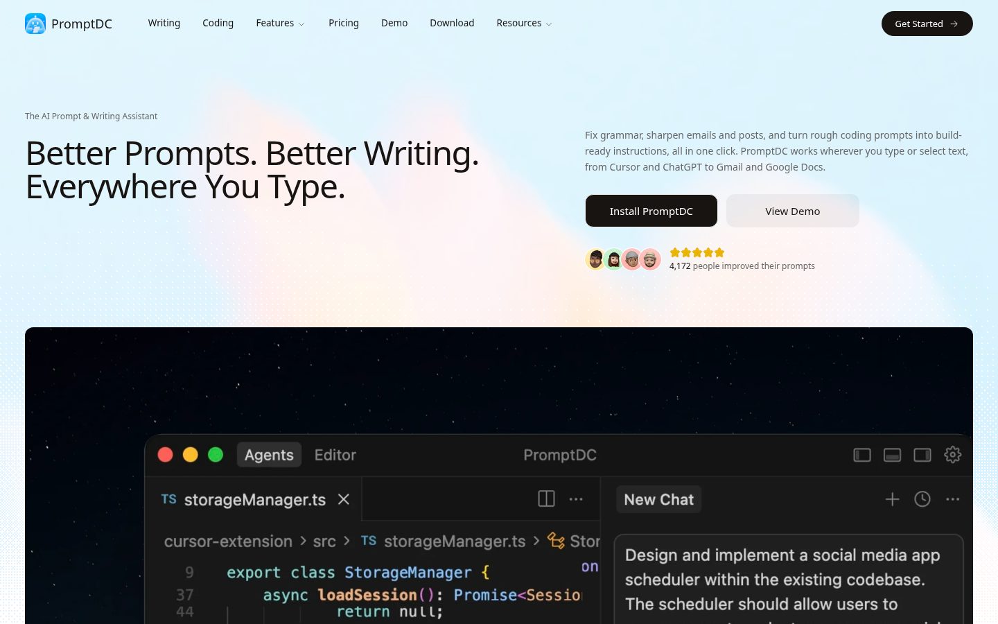 PromptDC - Cursor for Prompts Homepage