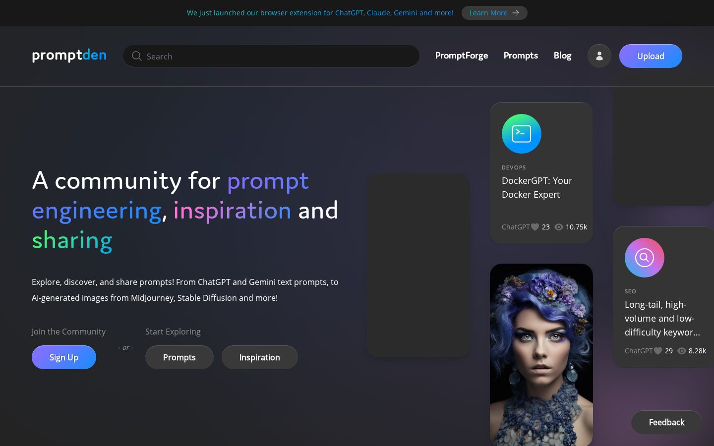 PromptDen Homepage