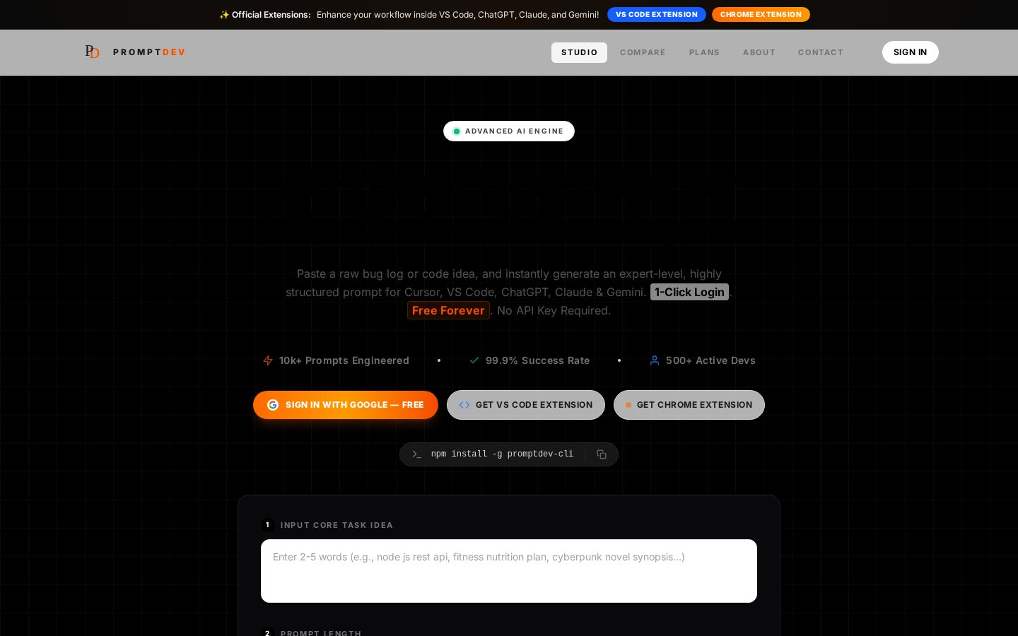 PromptDev Homepage
