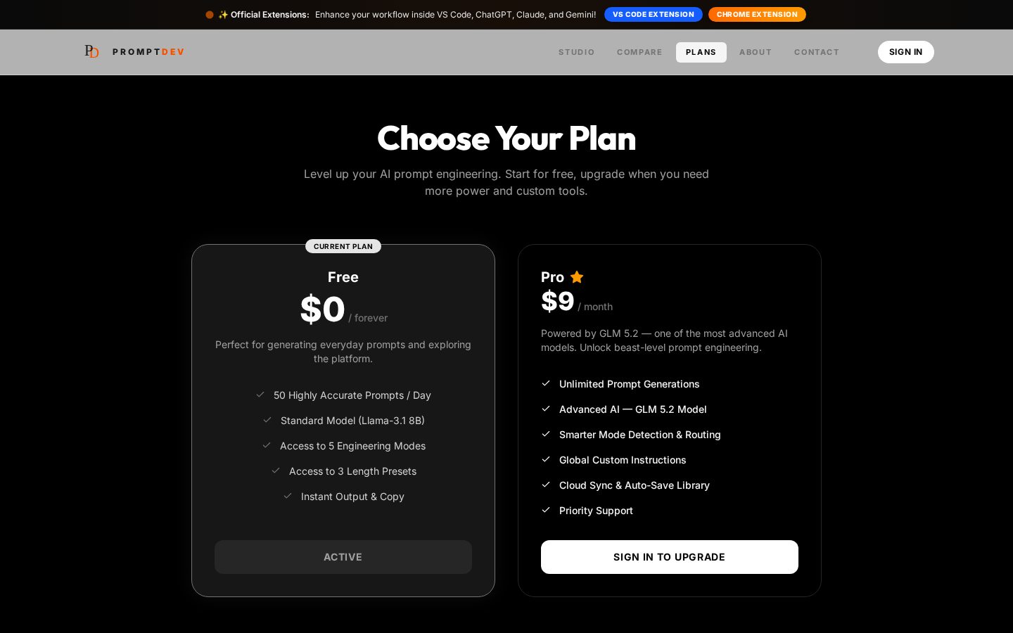 PromptDev Pricing
