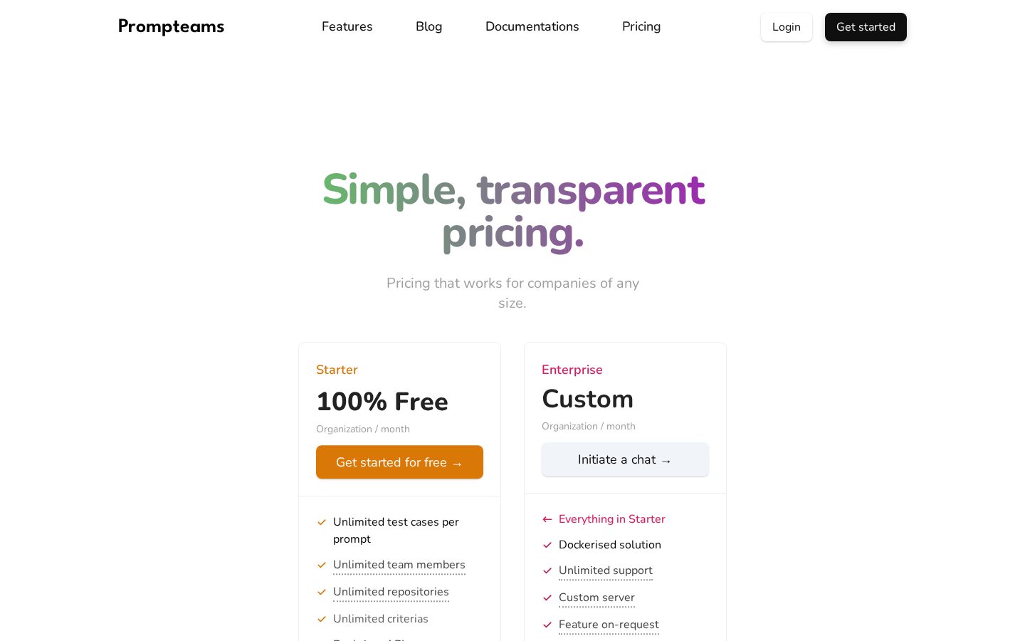 Prompteams Pricing