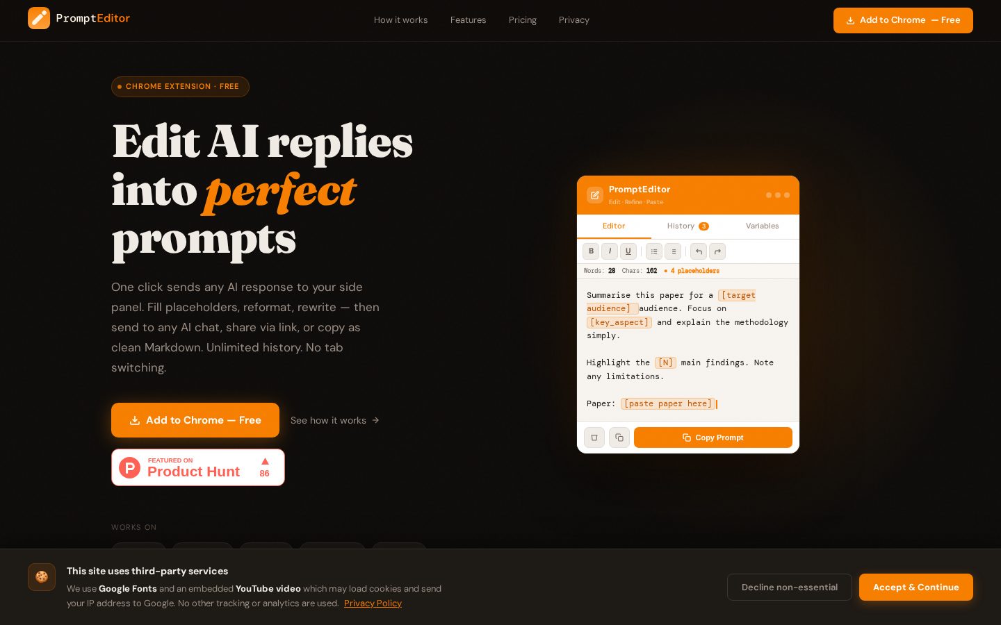 PromptEditor Homepage