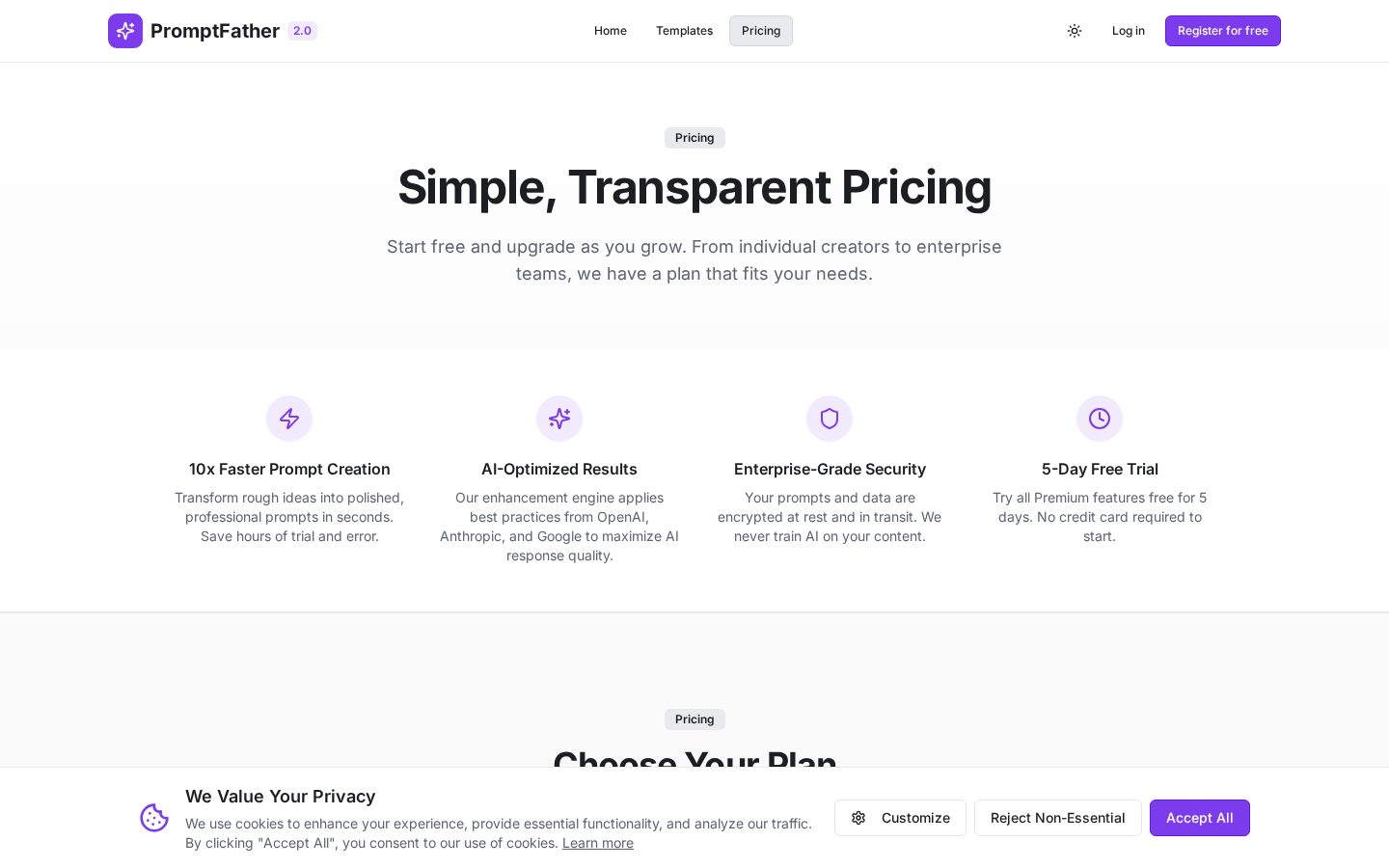 PromptFather 2.0 Pricing