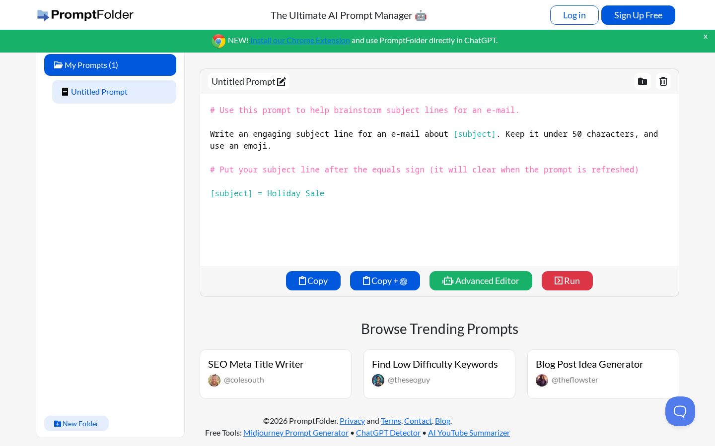 PromptFolder Homepage