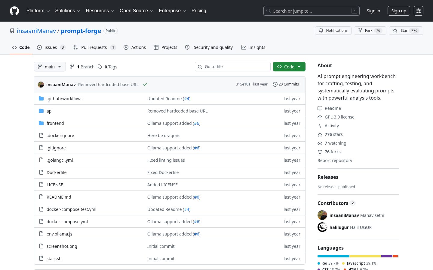 PromptForge Homepage