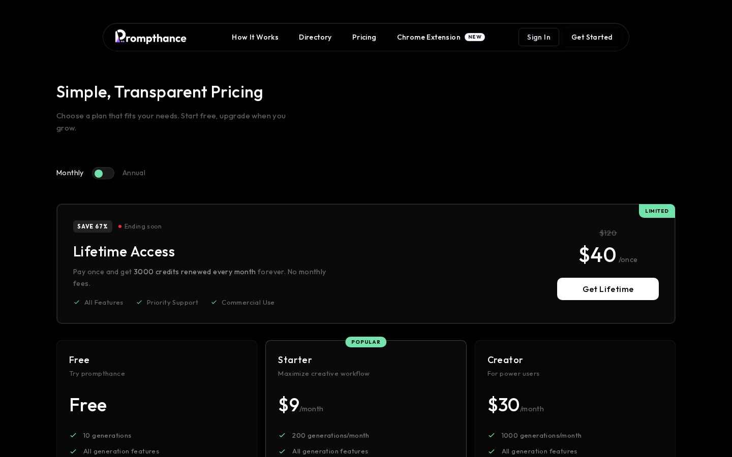 Prompthance Pricing