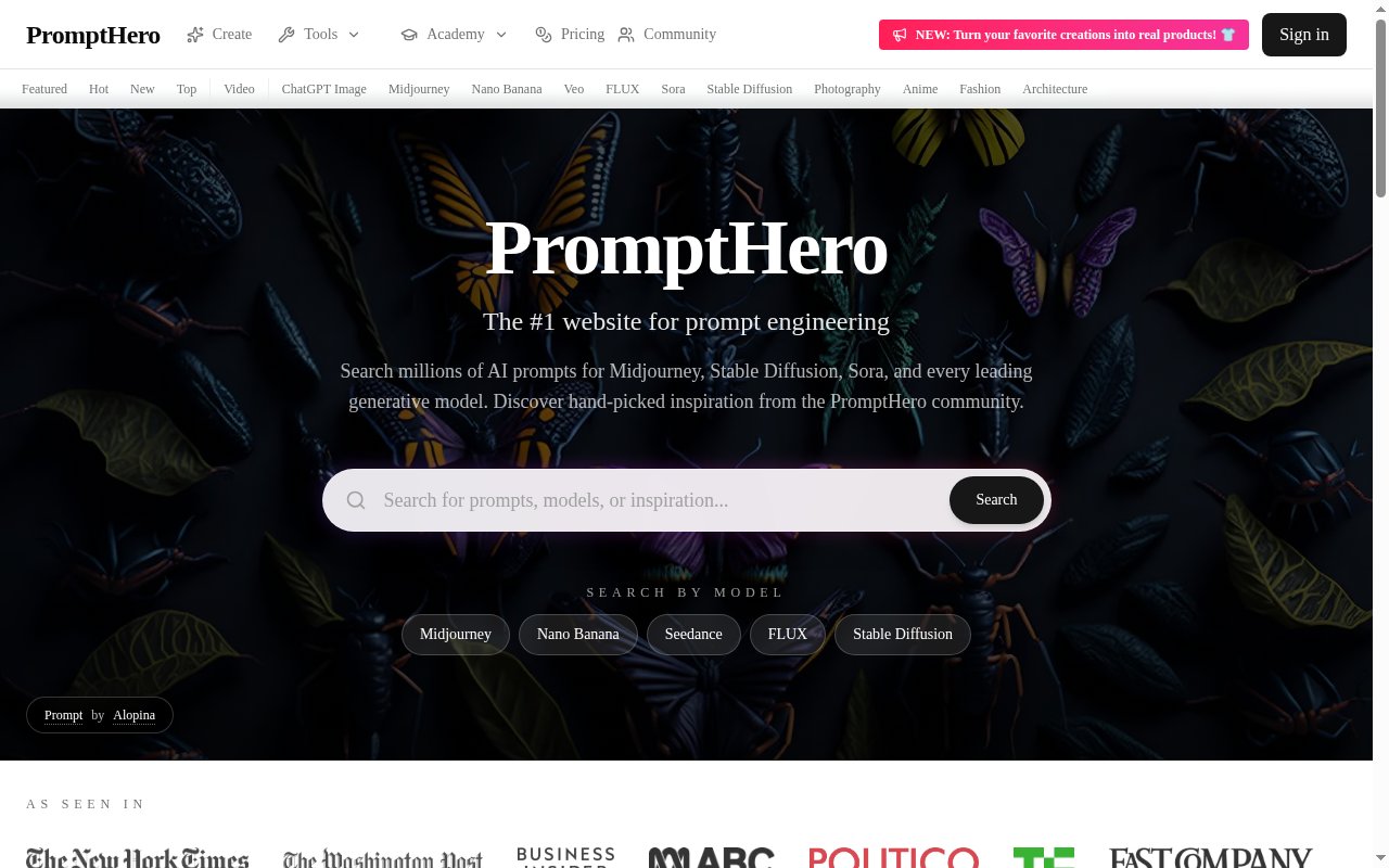 PromptHero homepage