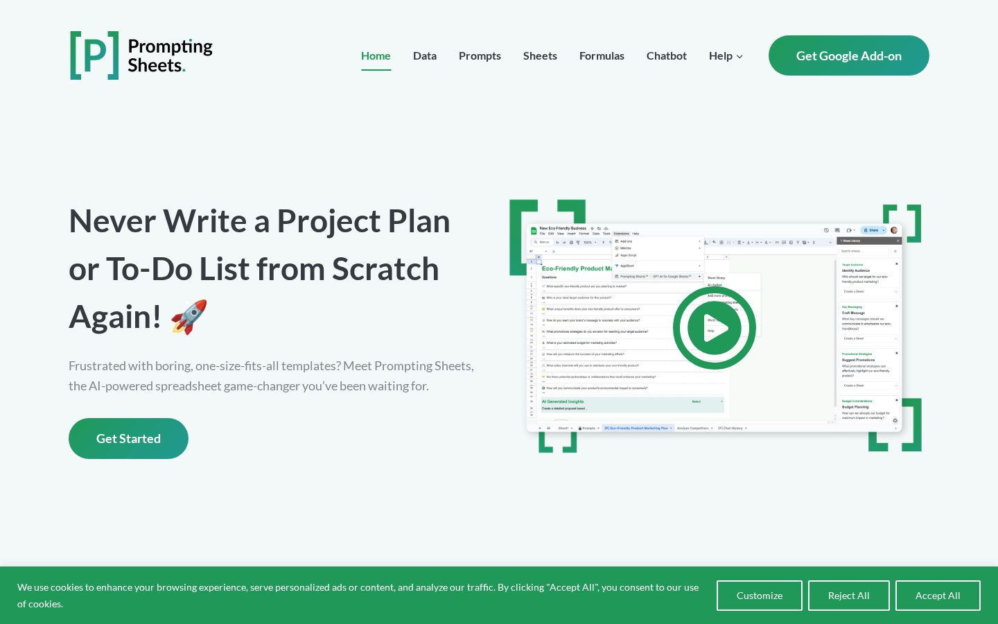 Prompting Sheets Homepage