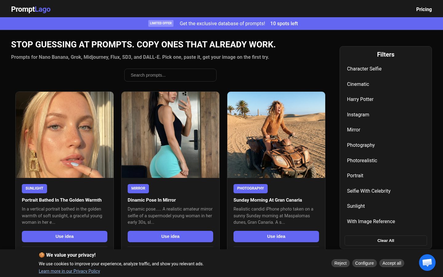 PromptLago Homepage