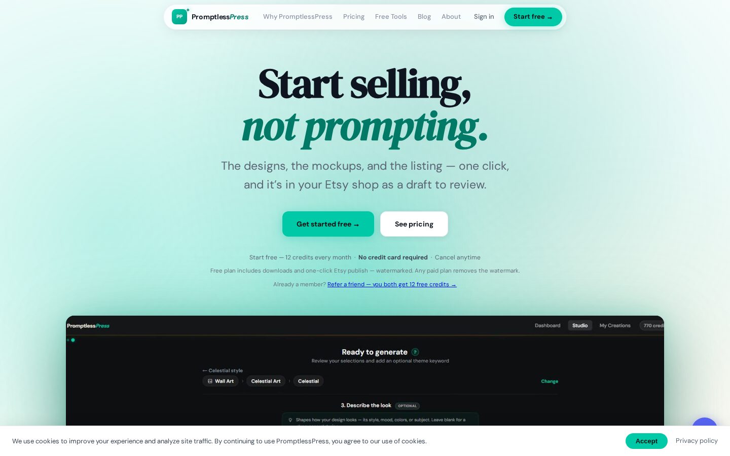 PromptlessPress Homepage