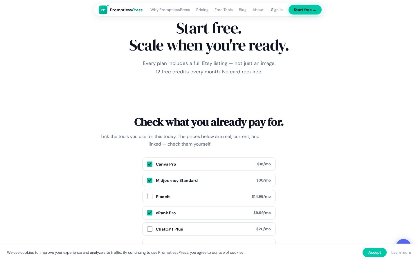 PromptlessPress Pricing