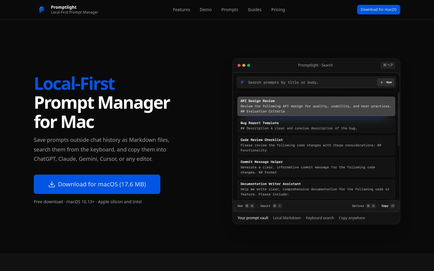 Promptlight Homepage