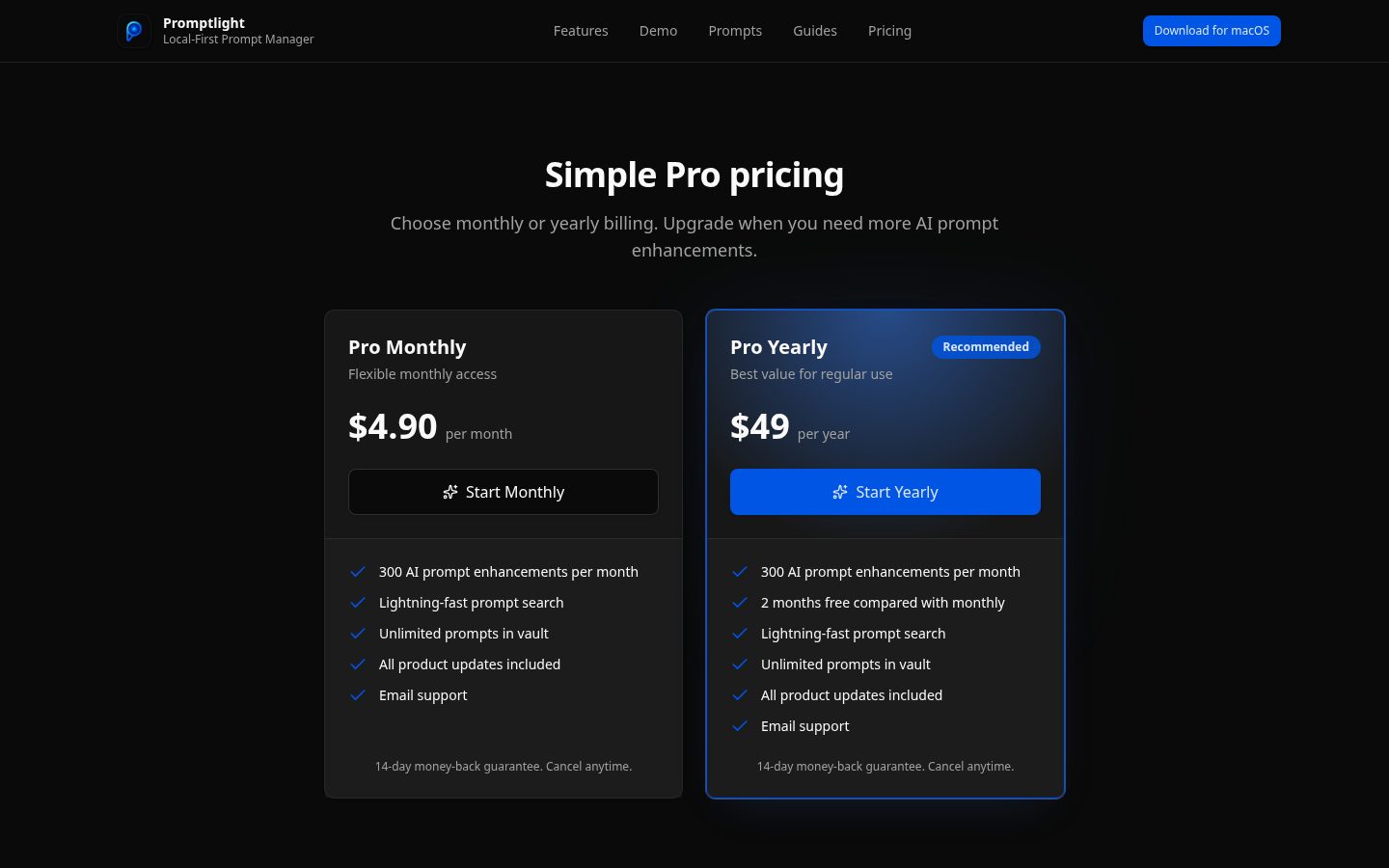 Promptlight Pricing