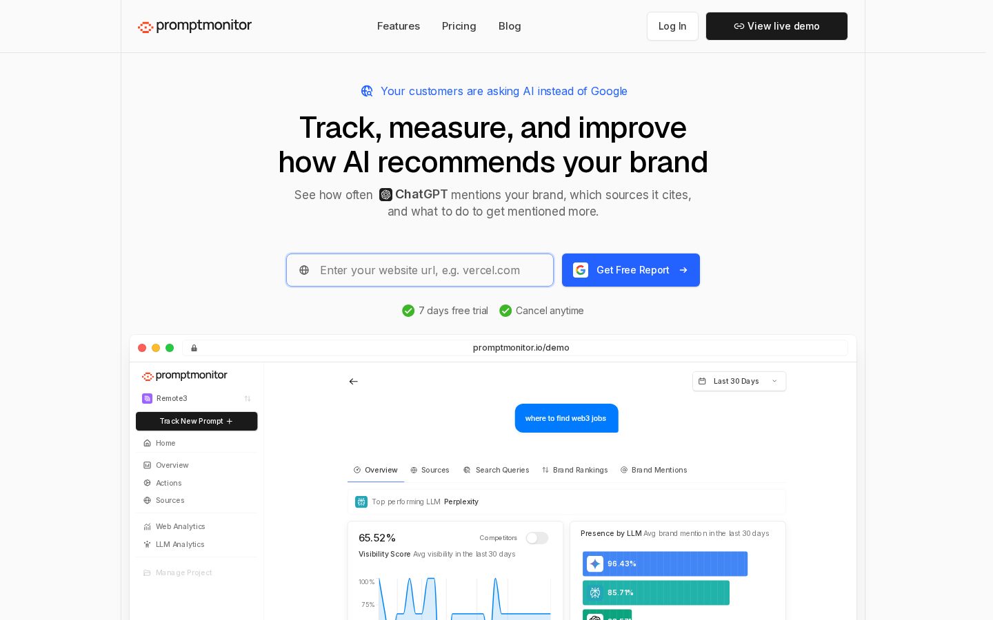 Promptmonitor Homepage